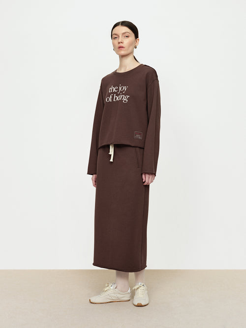 Mocha Brown Fringed Skirt