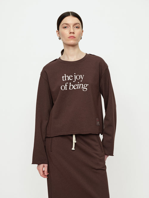 Mocha Brown Fringed Letter Hoodie
