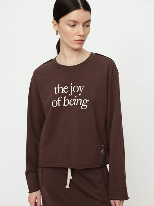 Mocha Brown Fringed Letter Hoodie