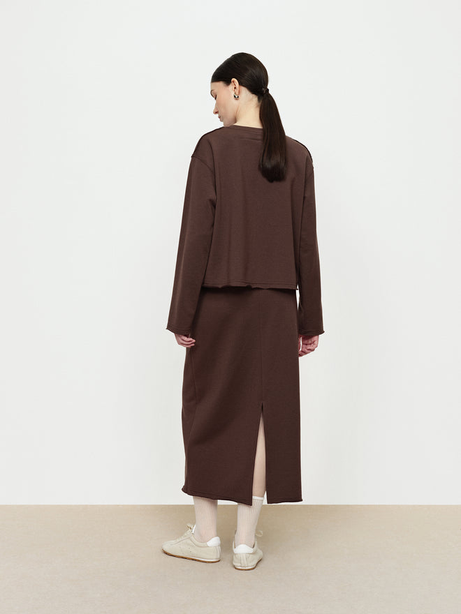 Mocha Brown Fringed Letter Hoodie