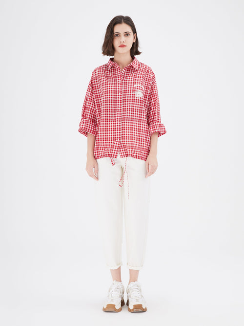 Red and White Gingham Flannel Shirt - Urlazh New York