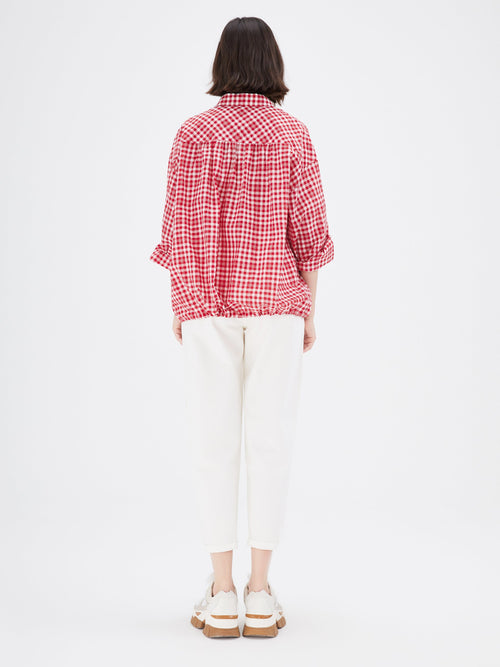 Red and White Gingham Flannel Shirt - Urlazh New York