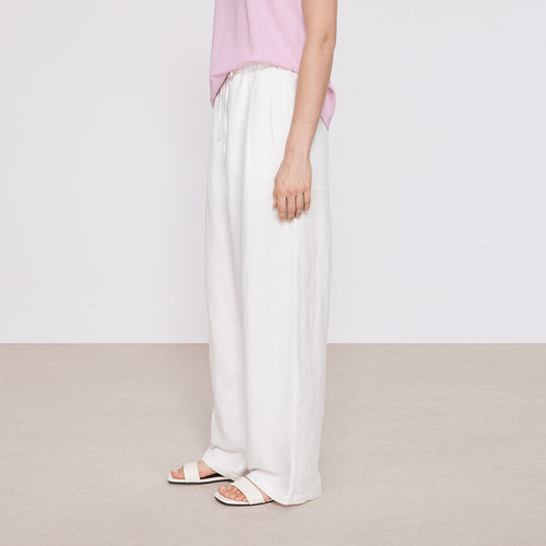 Relaxed White Linen Pants