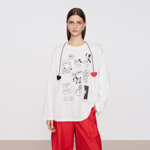Animal Line Drawing Long-Sleeve T-Shirt