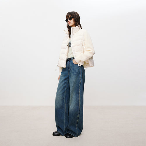 Knit-Sleeve Mock-Layer Down JacketKnit-Sleeve Mock-Layer Down Jacket