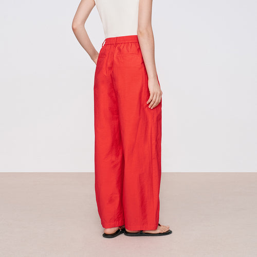 Berry Red Pleated Pants