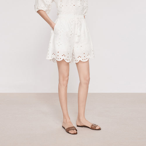Vacation Style Openwork Embroidered Shorts