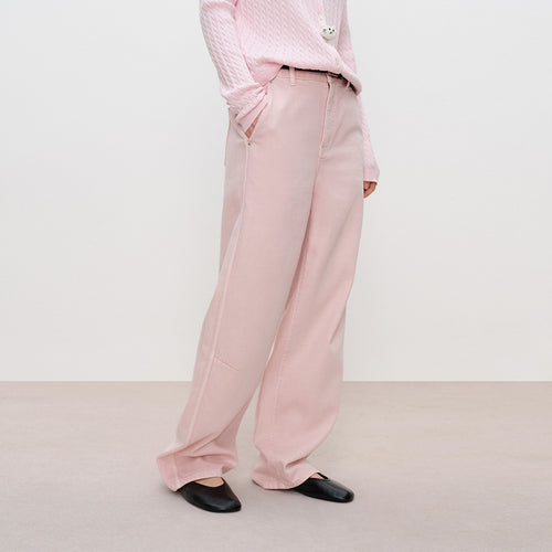 Candy Pink Curve-Seam Jeans