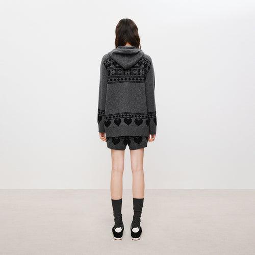 Fair Isle Hooded Cardigan