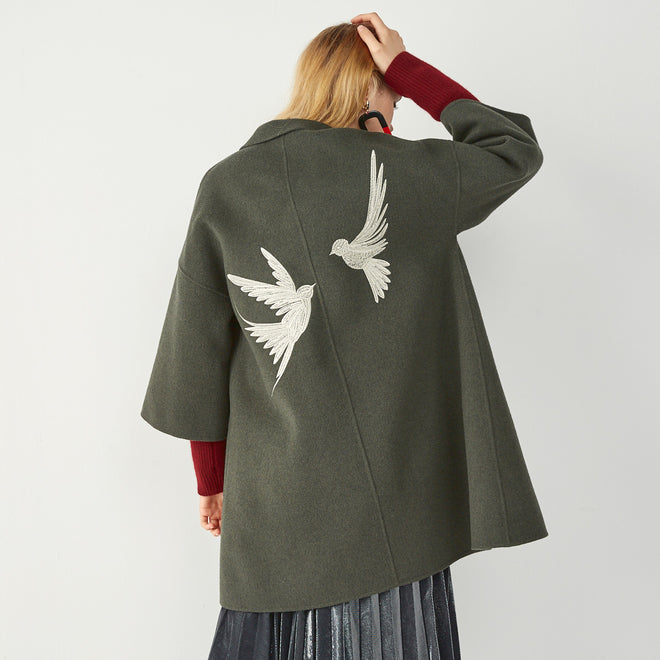 Army green wool tweed