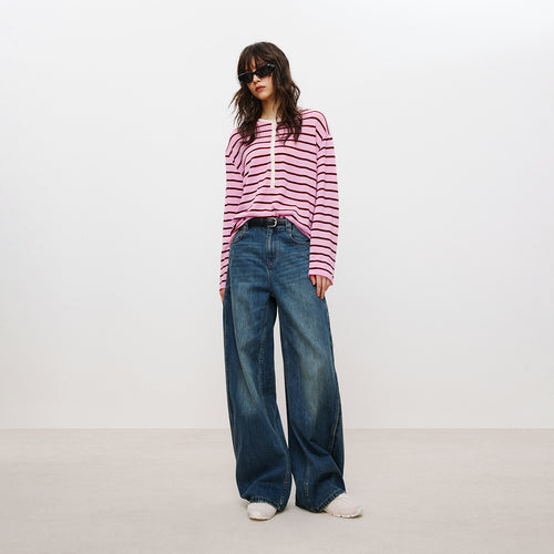 Vintage Wash Wide-Leg Jeans