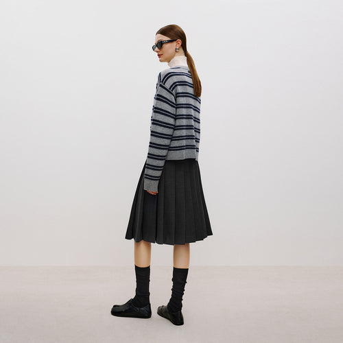 Intellectual Double-Waist Pleated Skirt