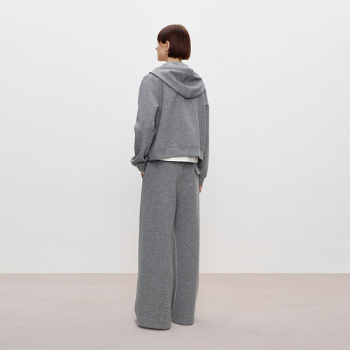 Scarf-Accent Cropped Hoodie