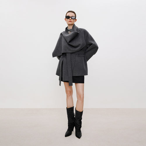 Warm Winter Shawl Double-Faced Wool Coat