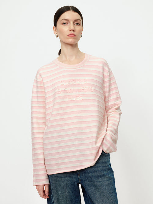 Slightly Tipsy Pink Mist Rolled Edge Sweater