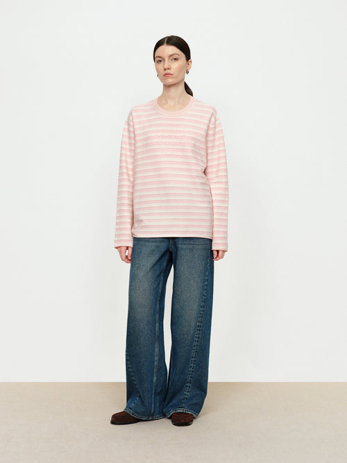 Slightly Tipsy Pink Mist Rolled Edge Sweater