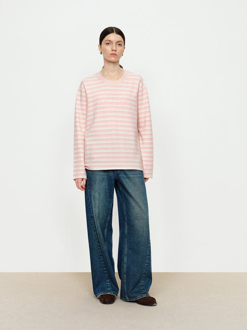 Slightly Tipsy Pink Mist Rolled Edge Sweater