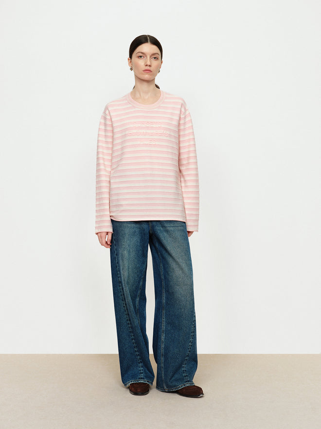 Slightly Tipsy Pink Mist Rolled Edge Sweater