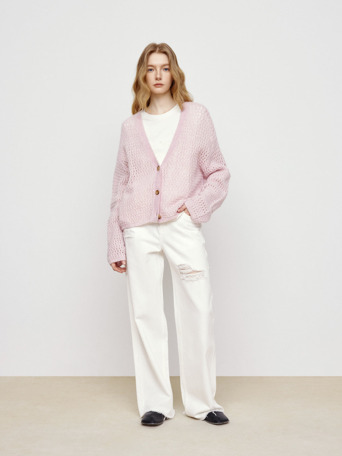 Soft Pink Mesh Cardigan – Urlazh New York