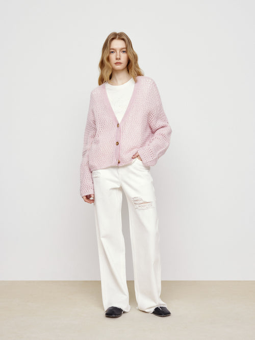 Soft Pink Mesh Cardigan