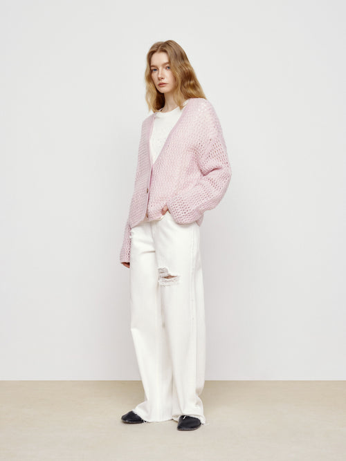 Soft Pink Mesh Cardigan