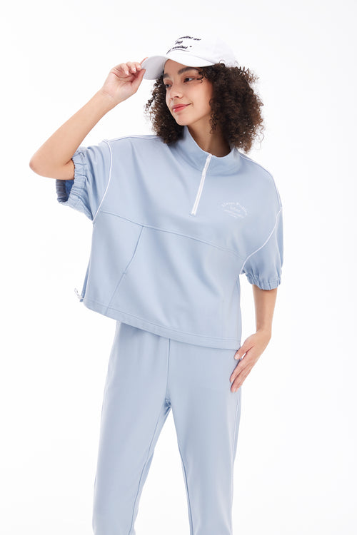 Sweat-shirt Collision Color-Bleu clair