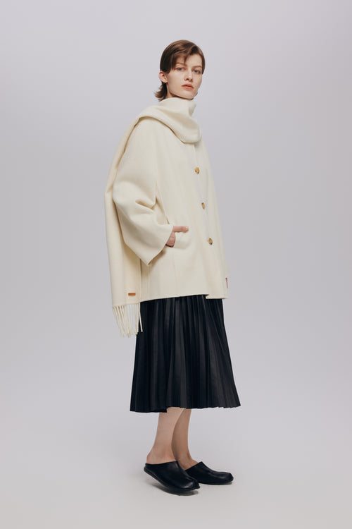 Scarf Style Cashmere Coat (Accessories need to be purchased with the top and are not sold separately for delivery.)