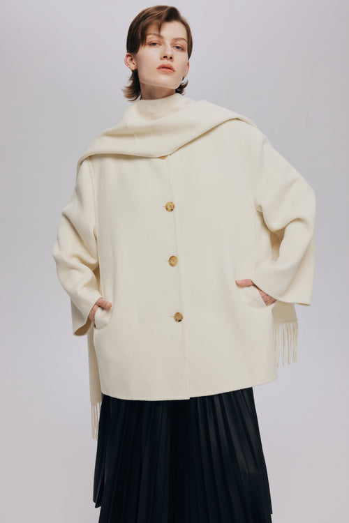 Scarf Style Cashmere Coat (Accessories need to be purchased with the top and are not sold separately for delivery.)