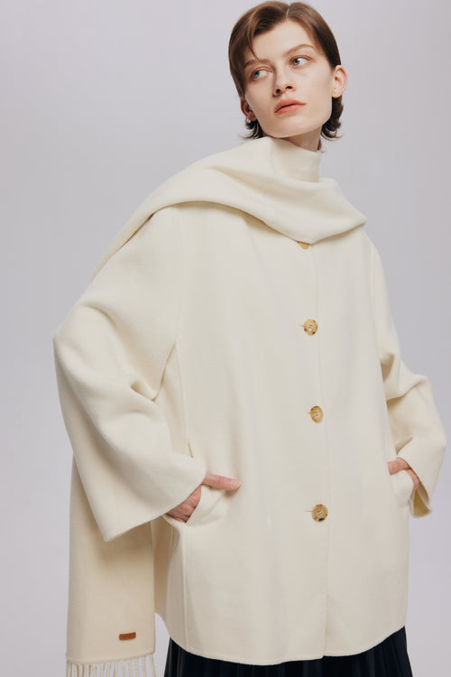 Scarf Style Cashmere Coat (Accessories need to be purchased with the top and are not sold separately for delivery.)