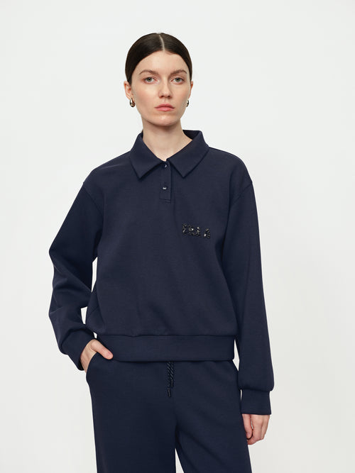 Polo Collar Nail Bead Hoodie