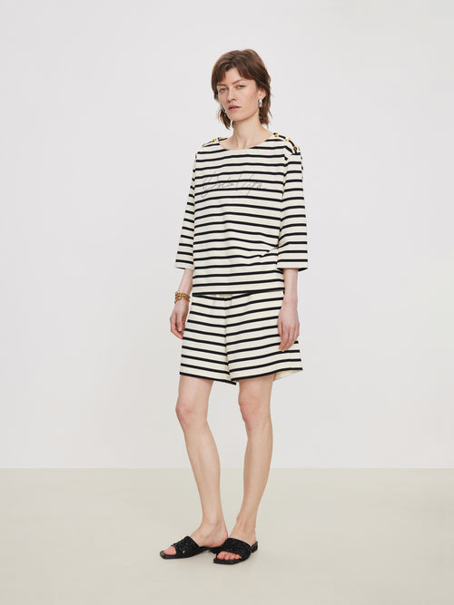 Striped Gold Button Suit-Tee
