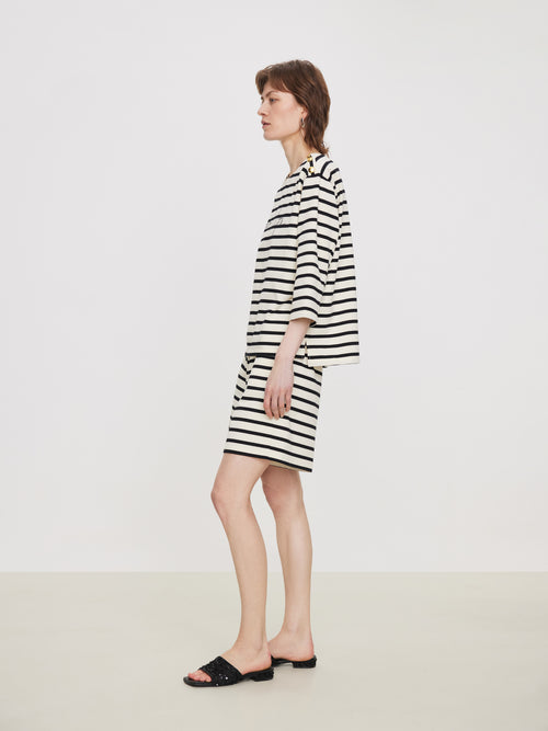 Striped Gold Button Suit-Tee