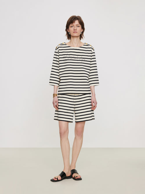 Striped Gold Button Suit-Tee