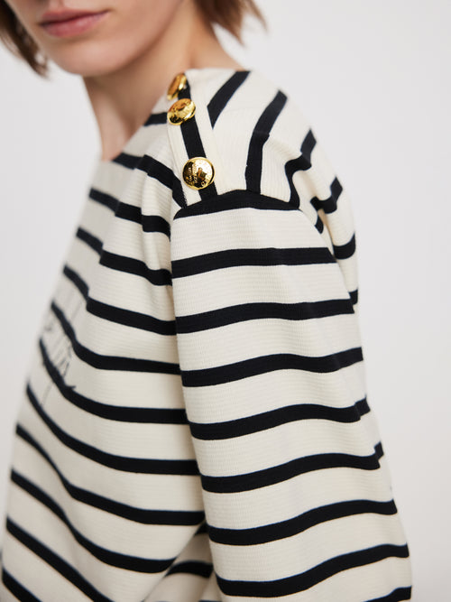 Striped Gold Button Suit-Tee