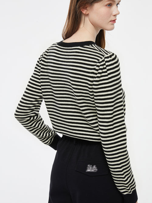 Bubble Sleeve Striped Sweater