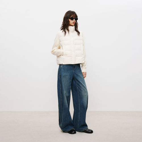 Knit-Sleeve Mock-Layer Down JacketKnit-Sleeve Mock-Layer Down Jacket