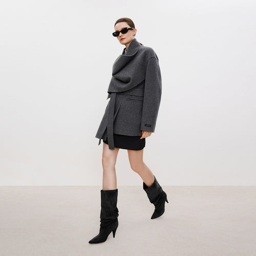 Warm Winter Shawl Double-Faced Wool Coat