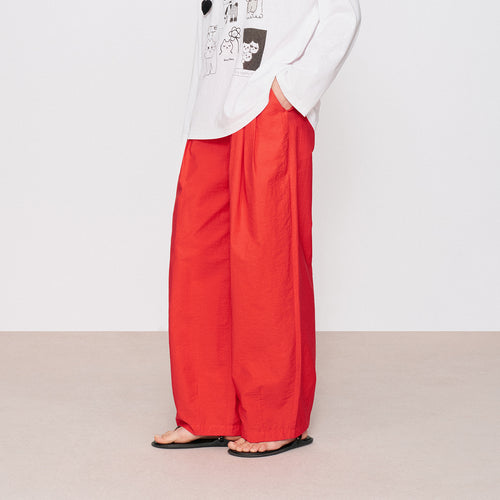Berry Red Pleated Pants