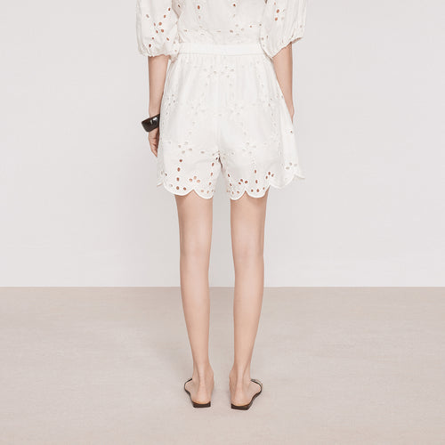 Vacation Style Openwork Embroidered Shorts