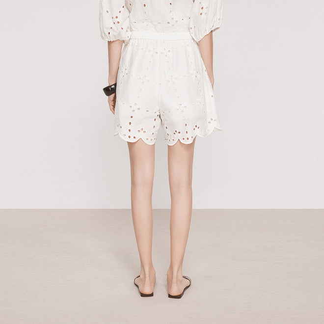 Vacation Style Openwork Embroidered Shorts