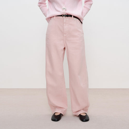 Candy Pink Curve-Seam Jeans