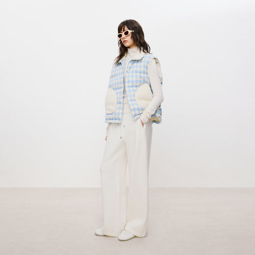 Blue & White Plaid Down Vest