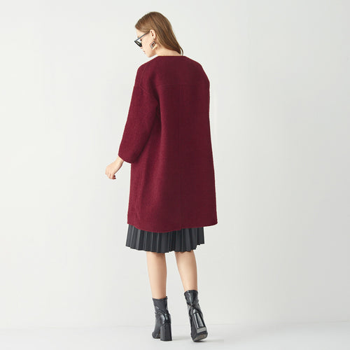 Small Circle Double-Faced Tweed Long Coat-Sample