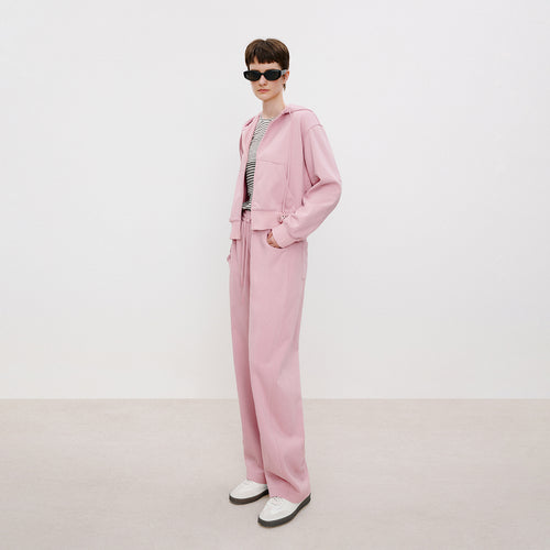 Cat Pink Hooded Cropped Jacket
