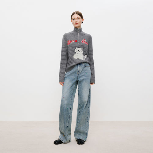 Meow Half-Zip Sweater