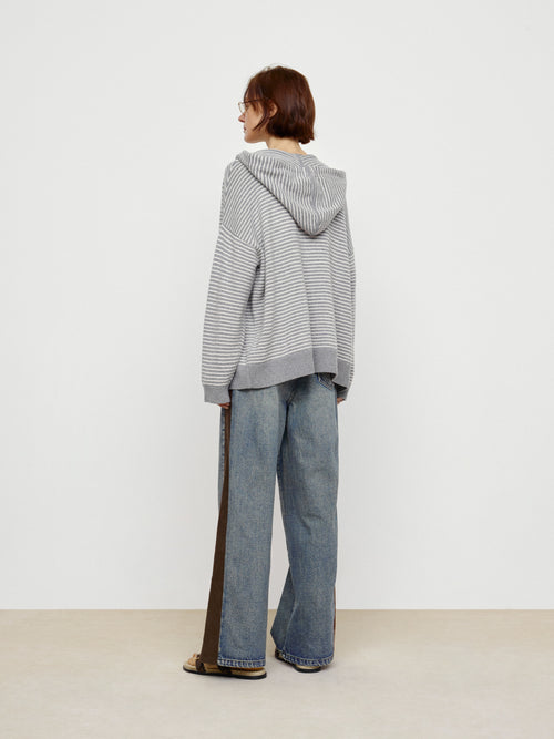 Flower Gray Striped Cardigan