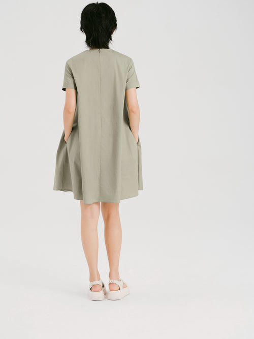 Simple Silhouette Dress-Green Khaki