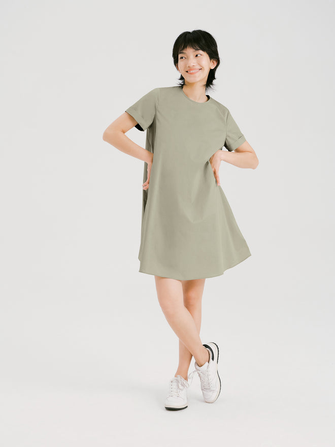 Simple Silhouette Dress-Green Khaki