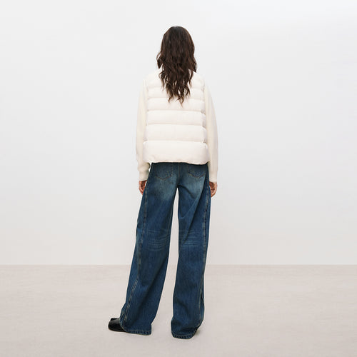 Knit-Sleeve Mock-Layer Down JacketKnit-Sleeve Mock-Layer Down Jacket