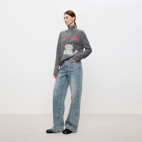 Meow Half-Zip Sweater